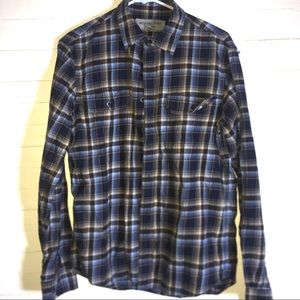 Michael Kors Blue Plaid Button Down Flannel Shirt